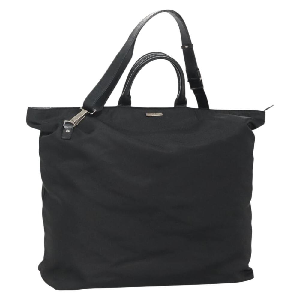 GUCCI Hand Bag Nylon Outlet Black Silver